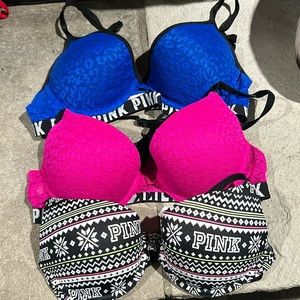 VS pink bras 34b push up